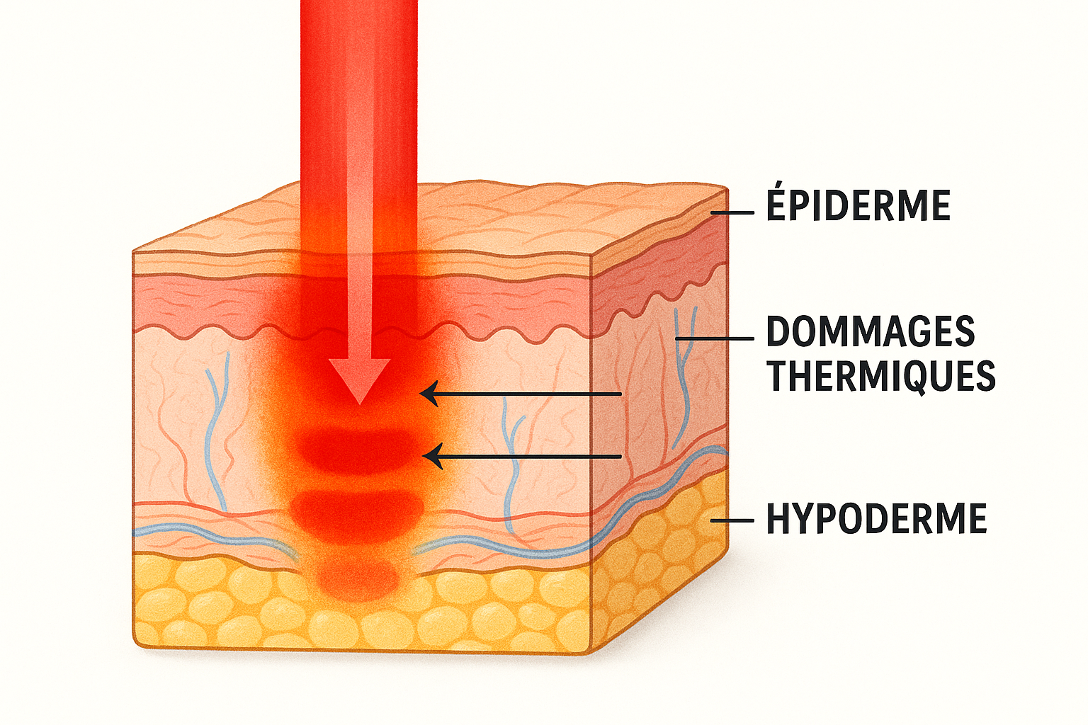 Illustration des dommages cutanés causés par un laser